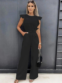 Jumpsuit with Ruffles - Evora-Black-S-State of Style
