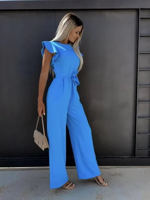 Jumpsuit with Ruffles - Evora-Blue-S-State of Style