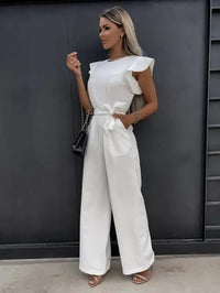 Jumpsuit with Ruffles - Evora-White-S-State of Style