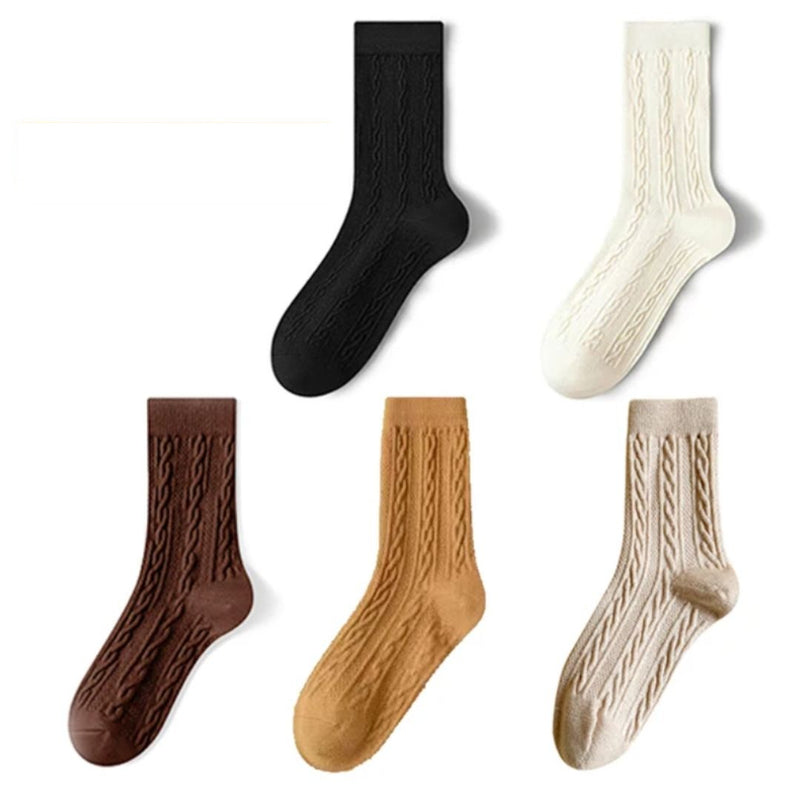 Karla Traditional Socks – 5-Pack Thick Cashmere Wool Knit Socks-Mixed Colour-State of Style