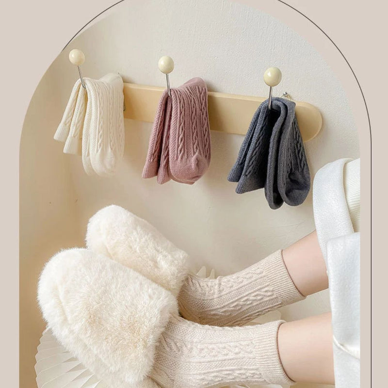 Karla Traditional Socks – 5-Pack Thick Cashmere Wool Knit Socks-Oat-State of Style