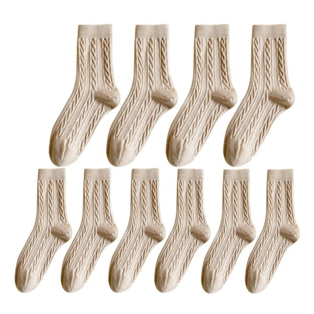Karla Traditional Socks – 5-Pack Thick Cashmere Wool Knit Socks-Oat-State of Style