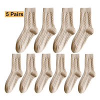 Karla Traditional Socks – 5-Pack Thick Cashmere Wool Knit Socks-Oat-State of Style
