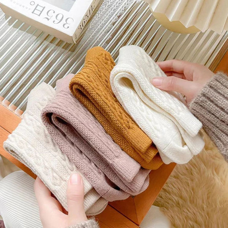 Karla Traditional Socks – 5-Pack Thick Cashmere Wool Knit Socks-Oat-State of Style