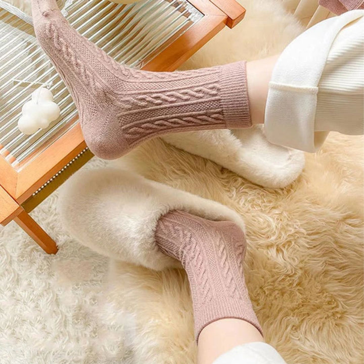 Karla Traditional Socks – 5-Pack Thick Cashmere Wool Knit Socks-Oat-State of Style