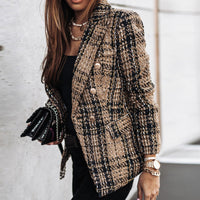 Karo Double-Breasted Blazer – Elegant & Stylish for Every Day-Brown-36-State of Style