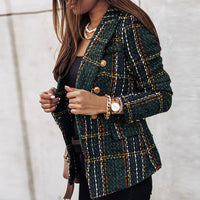 Karo Double-Breasted Blazer – Elegant & Stylish for Every Day-Green-36-State of Style