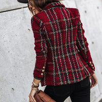 Karo Double-Breasted Blazer – Elegant & Stylish for Every Day-Red-36-State of Style