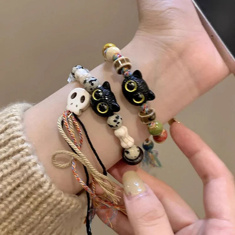Kat and Skull Charm Bracelet – Selina-Skull + Cat-State of Style