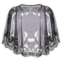 Kathy 1920s Glitter Sequin Cape-Black-State of Style