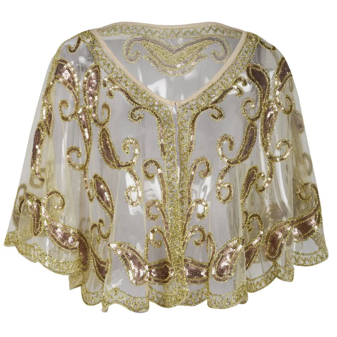 Kathy 1920s Glitter Sequin Cape-Ivory-State of Style