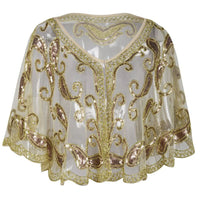 Kathy 1920s Glitter Sequin Cape-Ivory-State of Style