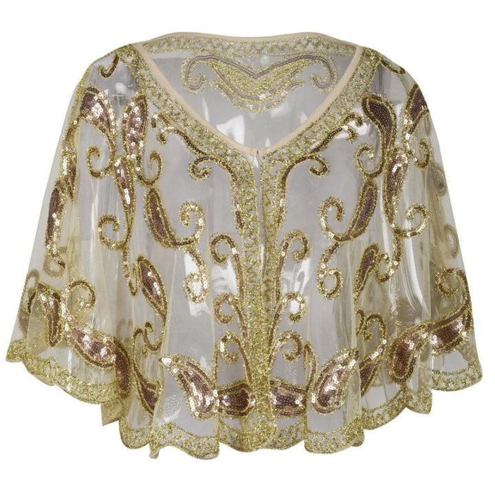 Kathy 1920s Glitter Sequin Cape-Ivory-State of Style