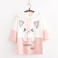 KawaiiHoodie | Hoodie for Women | Cosy & Stylish Casual Wear-Pink with Short Sleeves-One size fits all-State of Style
