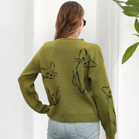 Kebell - Trendy Ladies' Sweater with Cats-Green-XS-State of Style