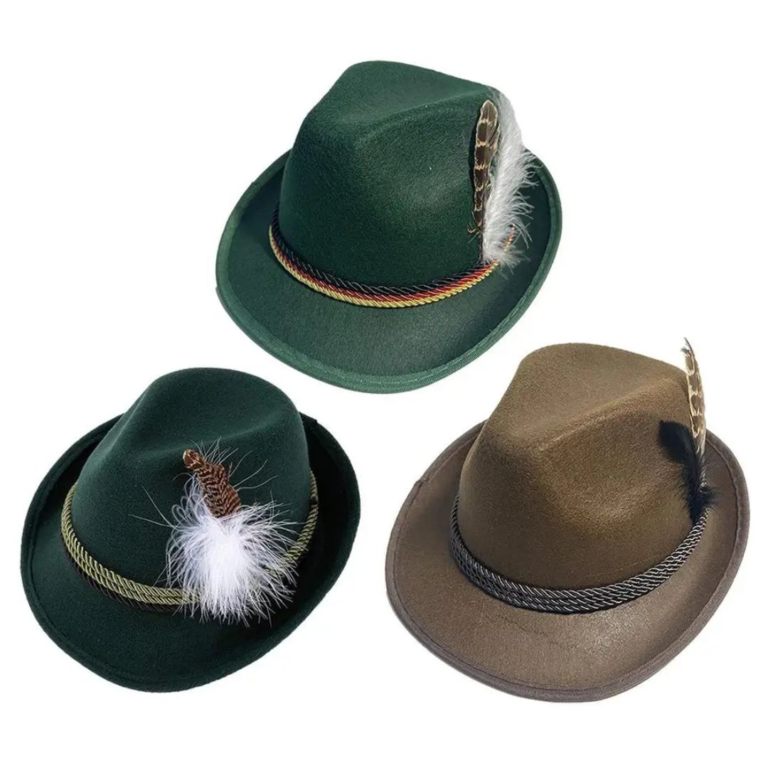 Kenneth Traditional Hat – Alpine Hat with Feathers for Oktoberfest-Brown-State of Style