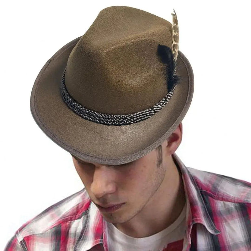 Kenneth Traditional Hat – Alpine Hat with Feathers for Oktoberfest-Brown-State of Style