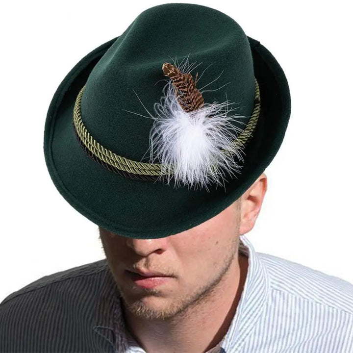 Kenneth Traditional Hat – Alpine Hat with Feathers for Oktoberfest-Dark Green-State of Style