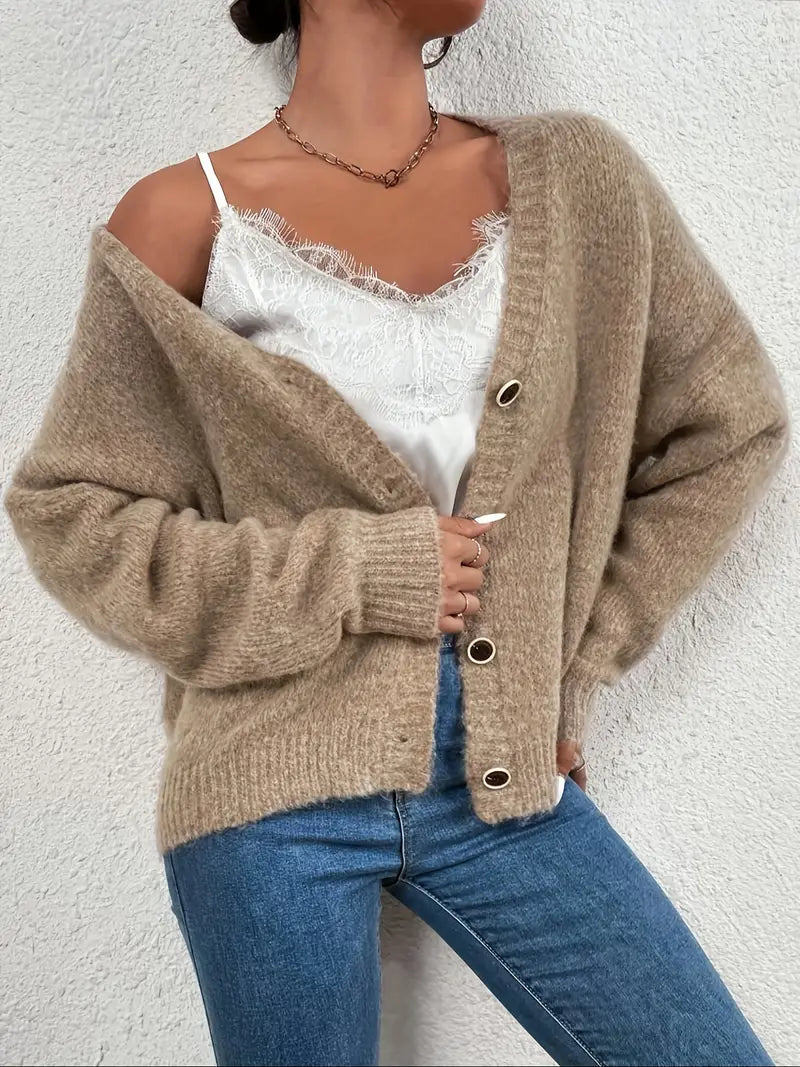 Khaki Knitted Sweater for Women - Evelyn-S-State of Style