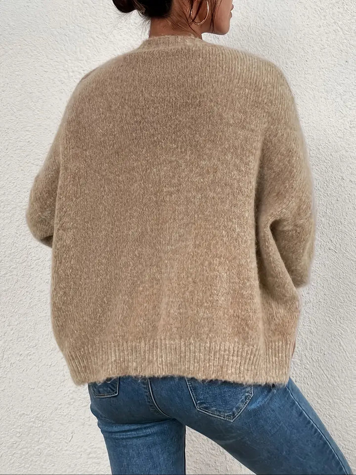 Khaki Knitted Sweater for Women - Evelyn-S-State of Style