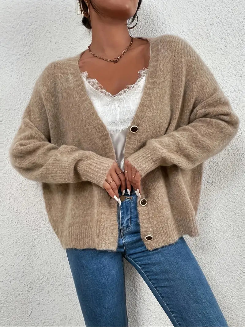 Khaki Knitted Sweater for Women - Evelyn-S-State of Style