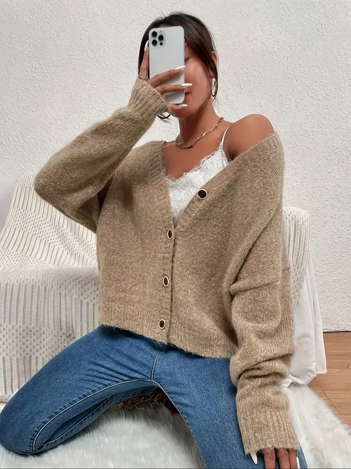 Khaki Knitted Sweater for Women - Evelyn-S-State of Style
