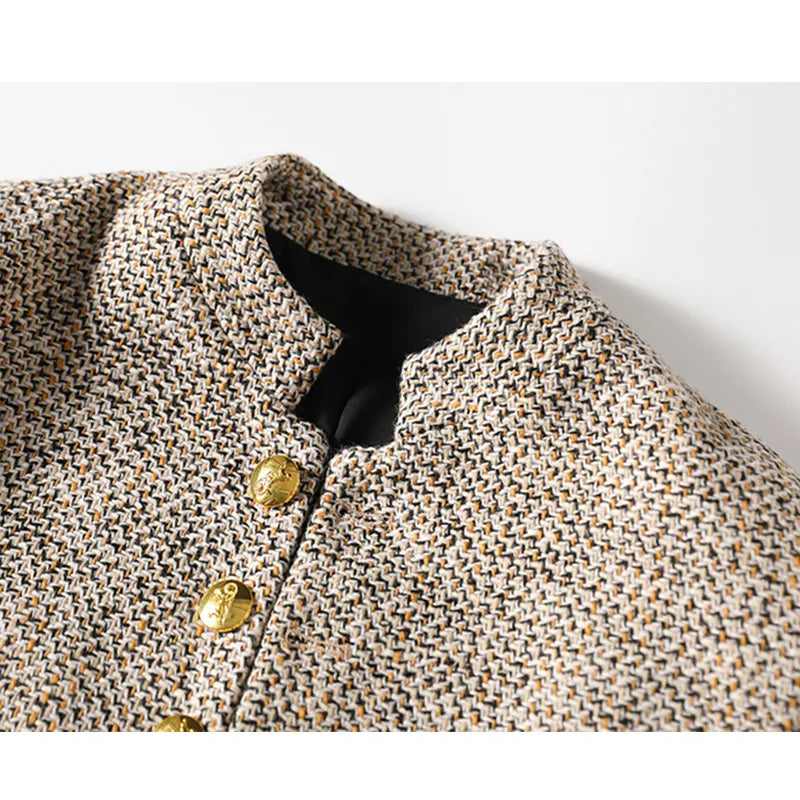 Khaki Long-Sleeve Cardigan with Button Closure - Elara-S-State of Style