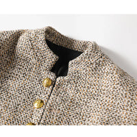 Khaki Long-Sleeve Cardigan with Button Closure - Elara-S-State of Style