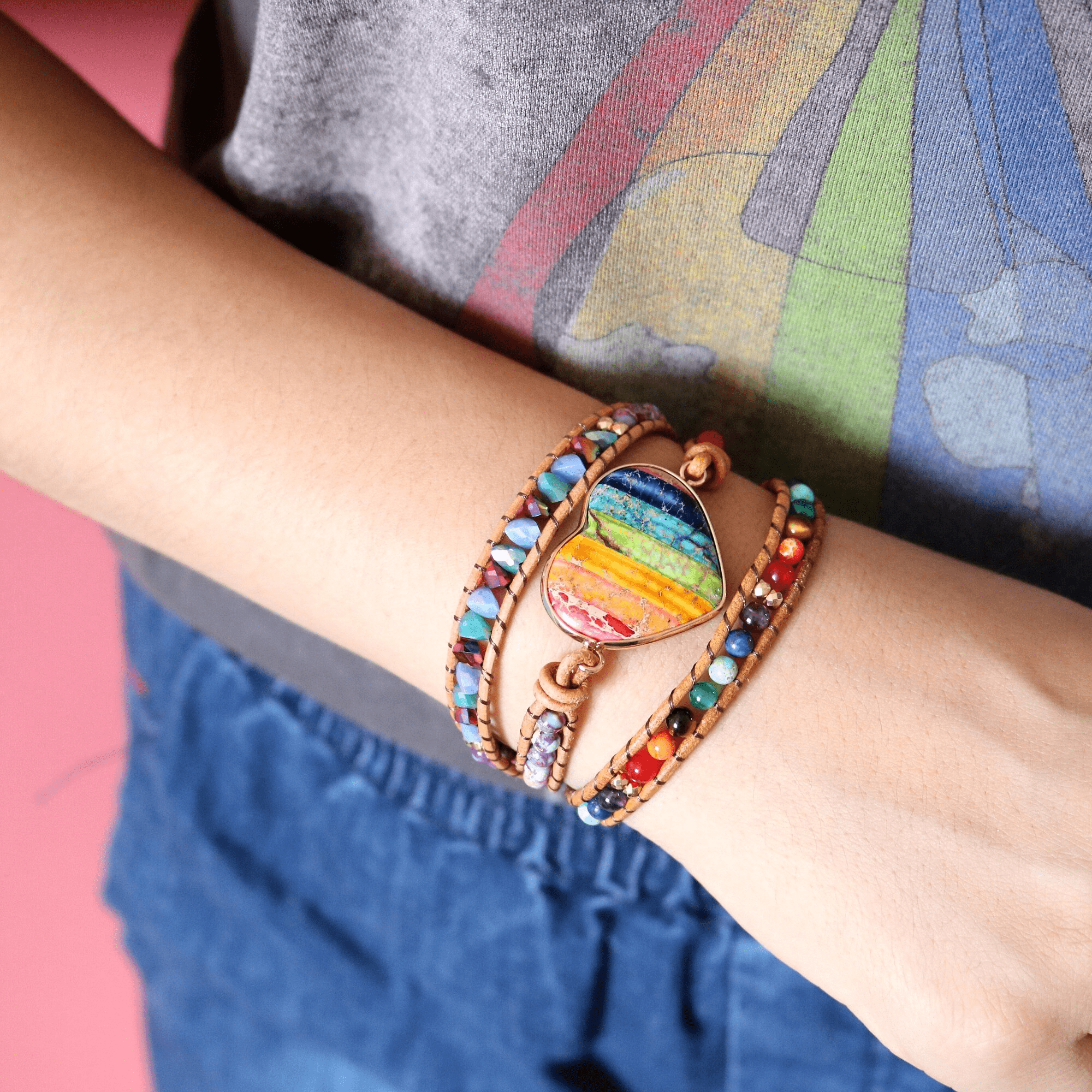 Chakra Heart Wrap Bracelet - Liora