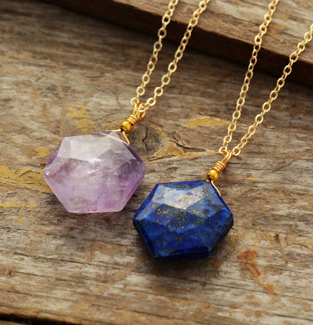 Lapis Lazuli Hexagon Necklace - Amarielle