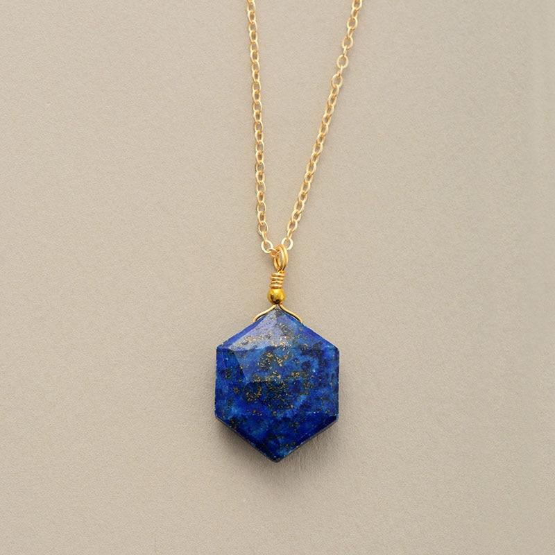 Lapis Lazuli Hexagon Necklace - Amarielle