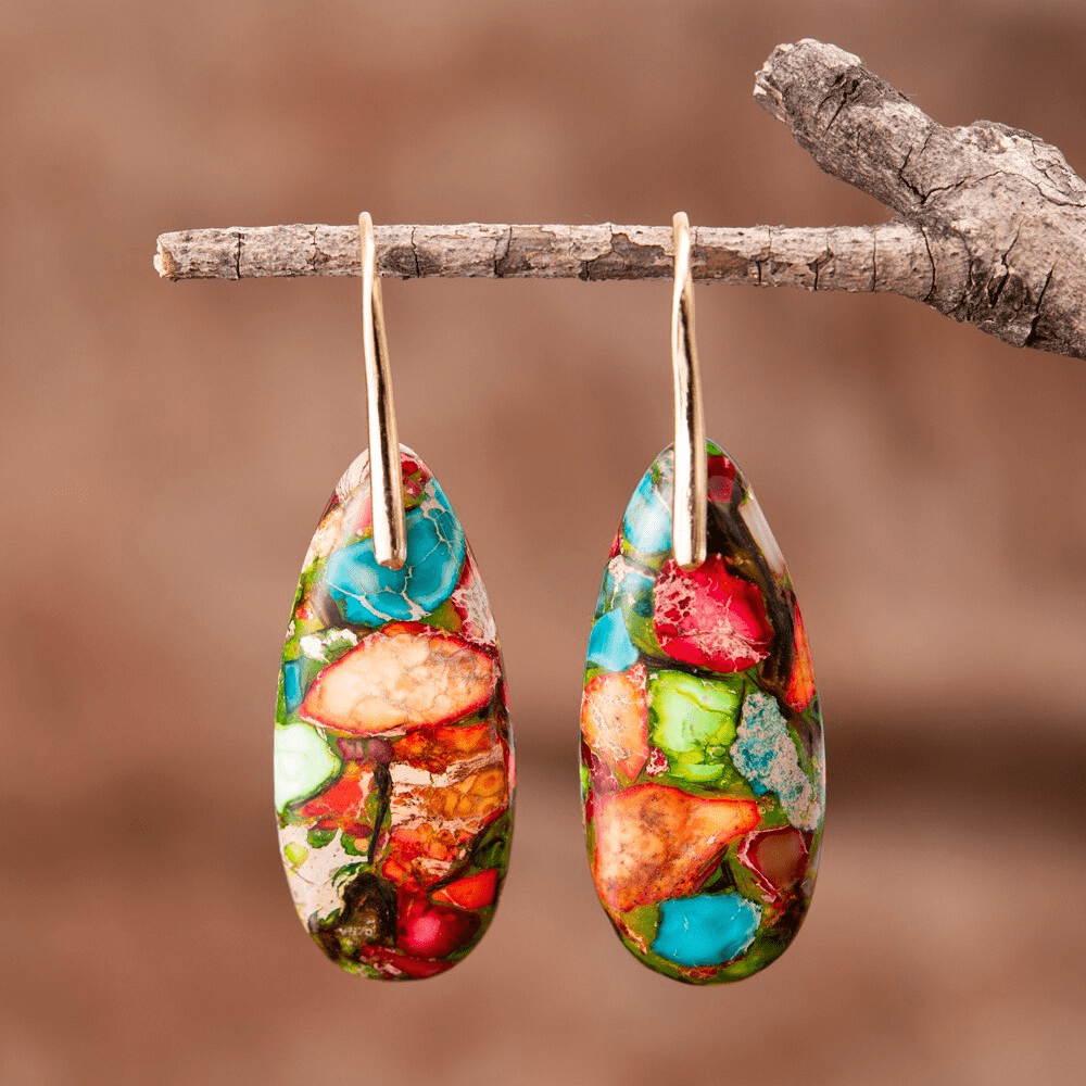 Stylish Jasper Drop Earrings - Levana