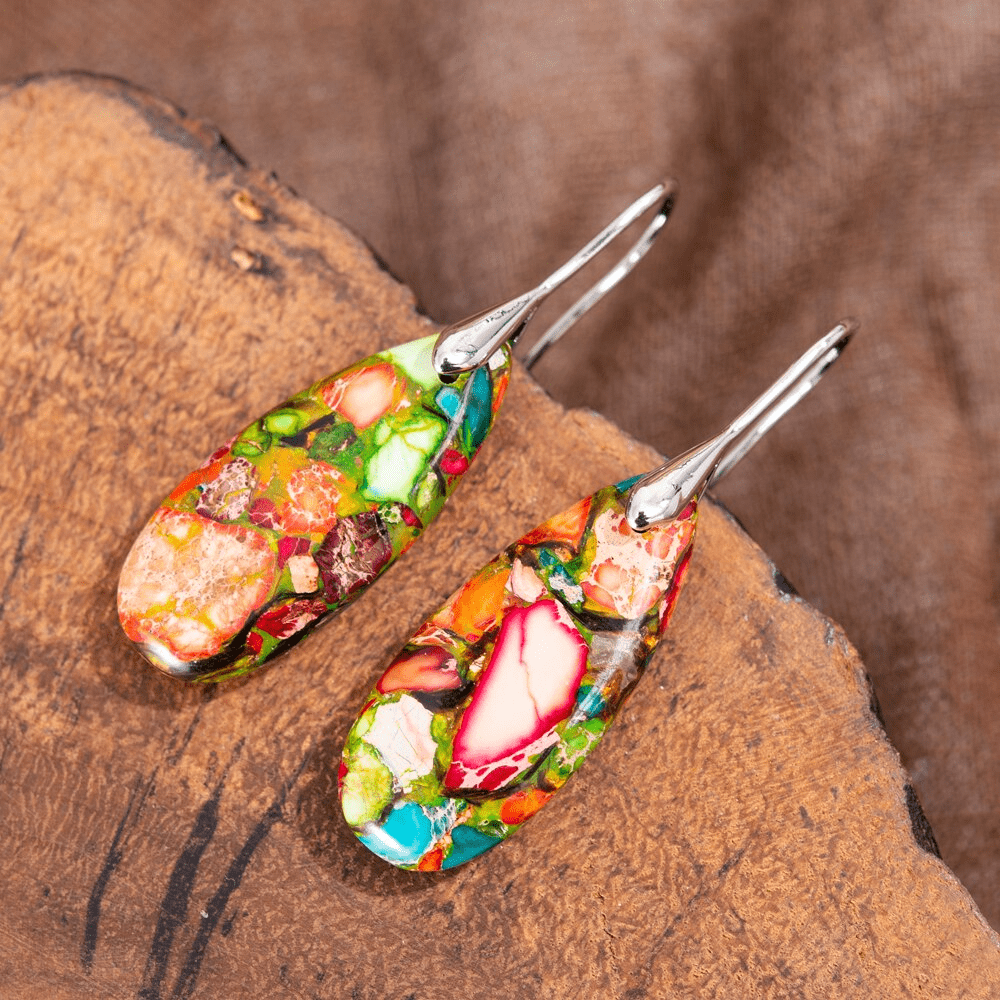 Stylish Jasper Drop Earrings - Levana