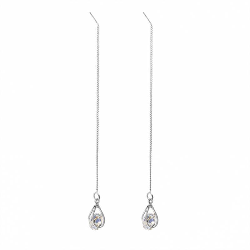 Long Drop Rhinestone Earrings - Isalyn