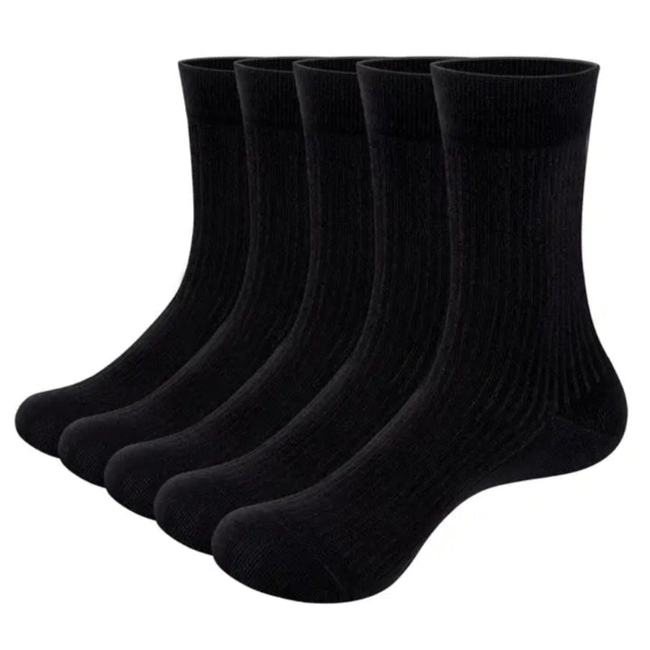 Khalil Traditional Socks – 5-Pack Breathable Cotton Business Socks-Black-State of Style