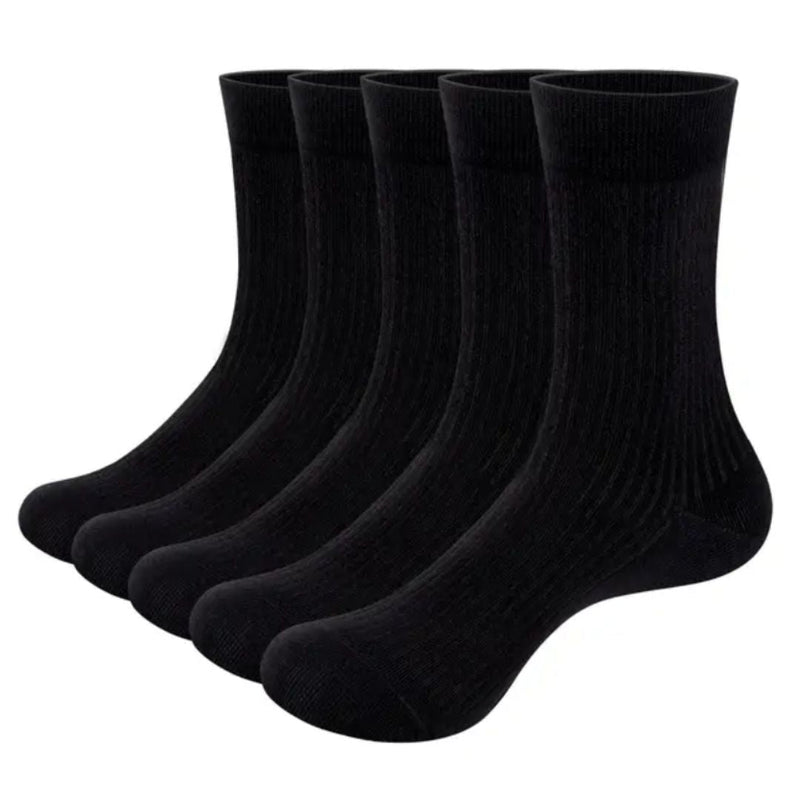 Khalil Traditional Socks – 5-Pack Breathable Cotton Business Socks-Black-State of Style