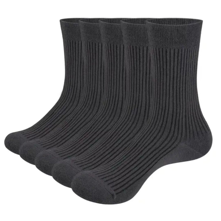 Khalil Traditional Socks – 5-Pack Breathable Cotton Business Socks-Grey-State of Style