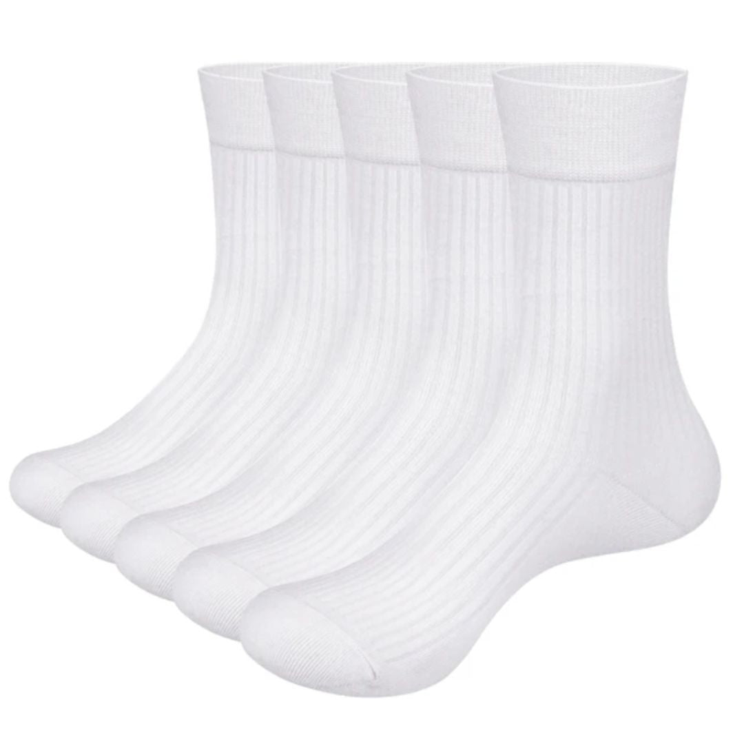 Khalil Traditional Socks – 5-Pack Breathable Cotton Business Socks-White-State of Style