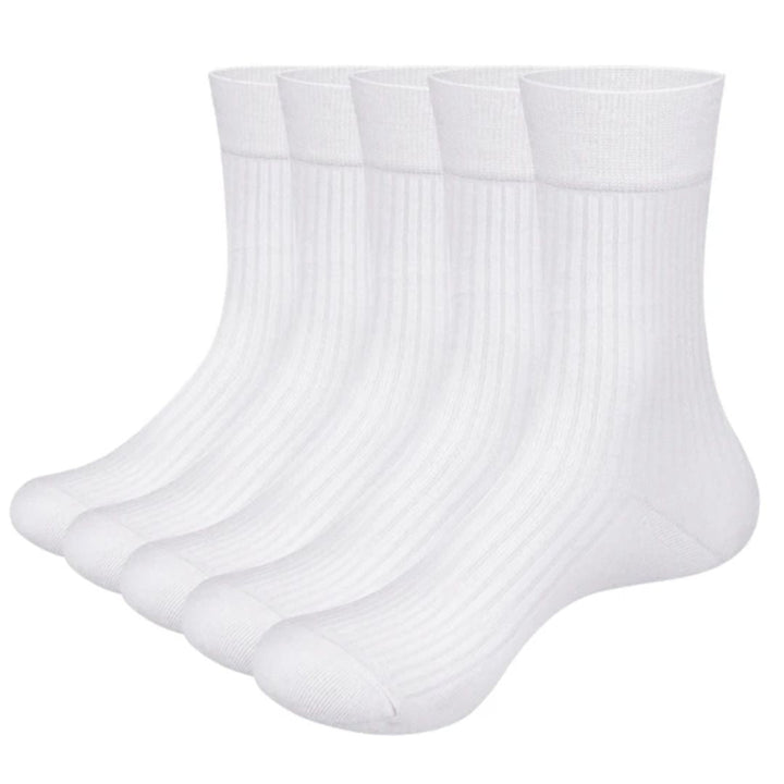 Khalil Traditional Socks – 5-Pack Breathable Cotton Business Socks-White-State of Style