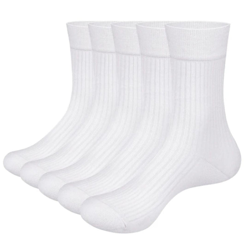 Khalil Traditional Socks – 5-Pack Breathable Cotton Business Socks-White-State of Style