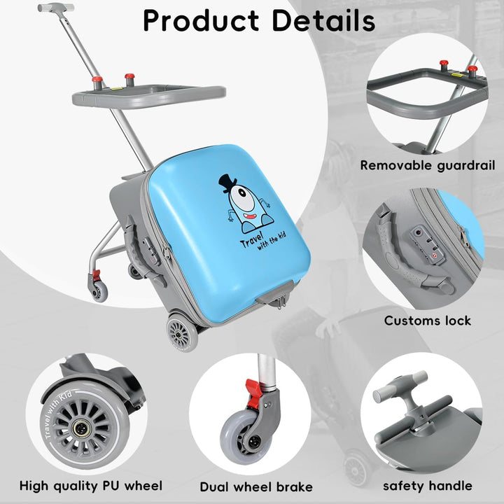 Expandable Ride-On Kids’ Luggage with Foldable Trolley – Rover