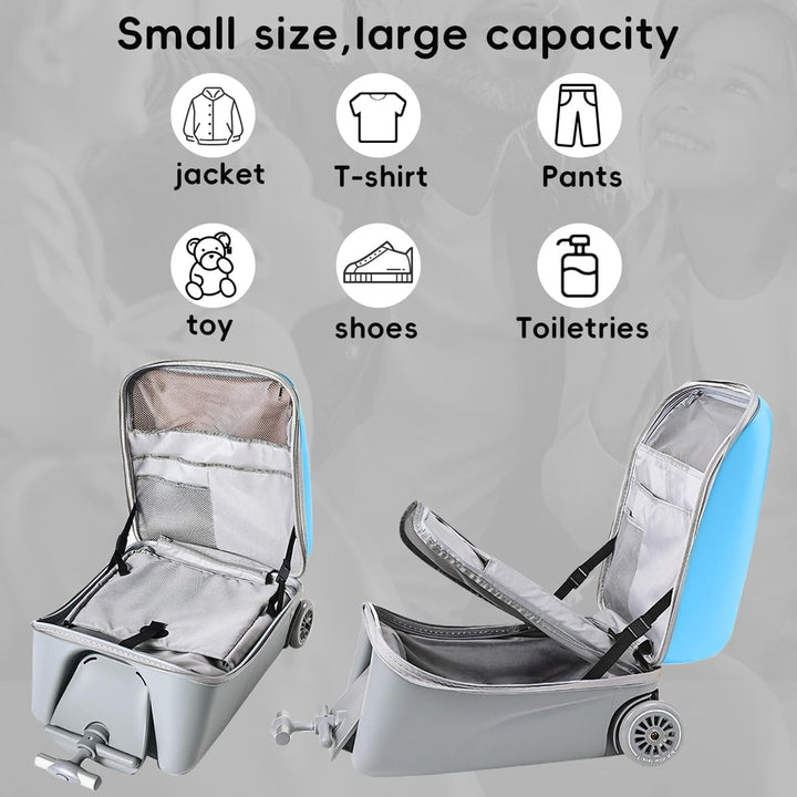 Expandable Ride-On Kids’ Luggage with Foldable Trolley – Rover