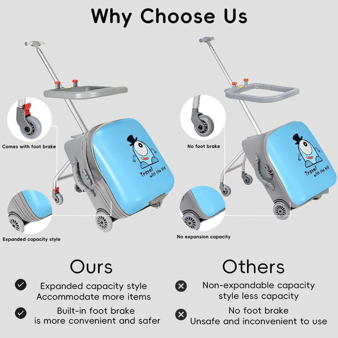 Expandable Ride-On Kids’ Luggage with Foldable Trolley – Rover