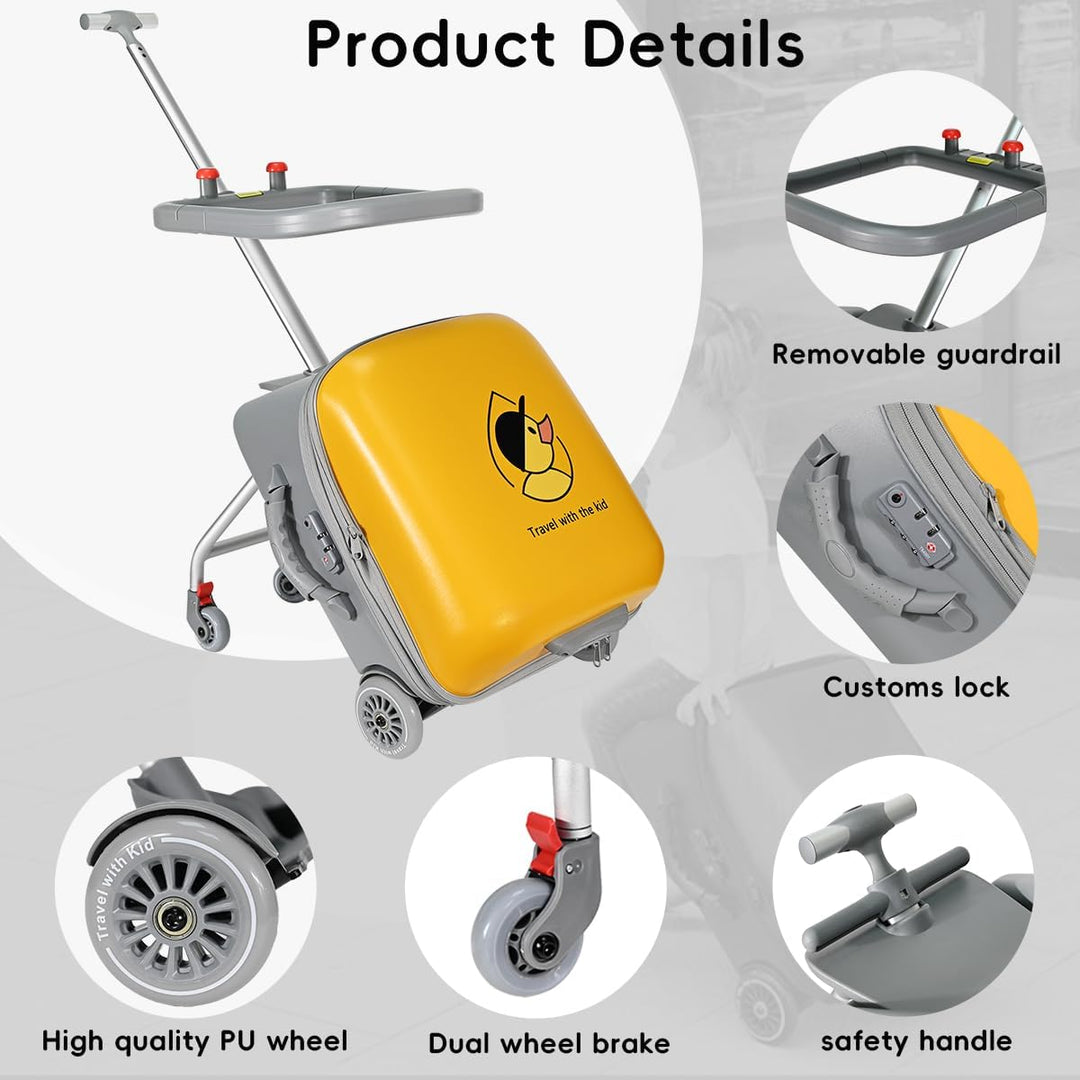 Expandable Ride-On Kids’ Luggage with Foldable Trolley – Rover