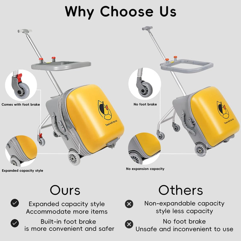 Expandable Ride-On Kids’ Luggage with Foldable Trolley – Rover