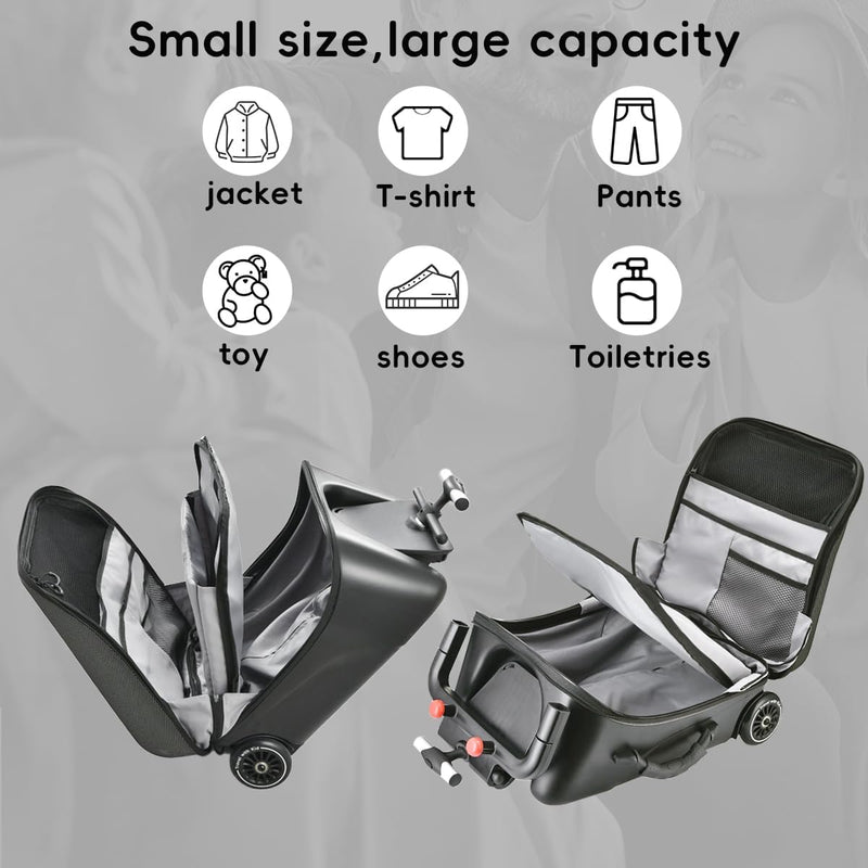 Expandable Ride-On Kids’ Luggage with Foldable Trolley – Rover