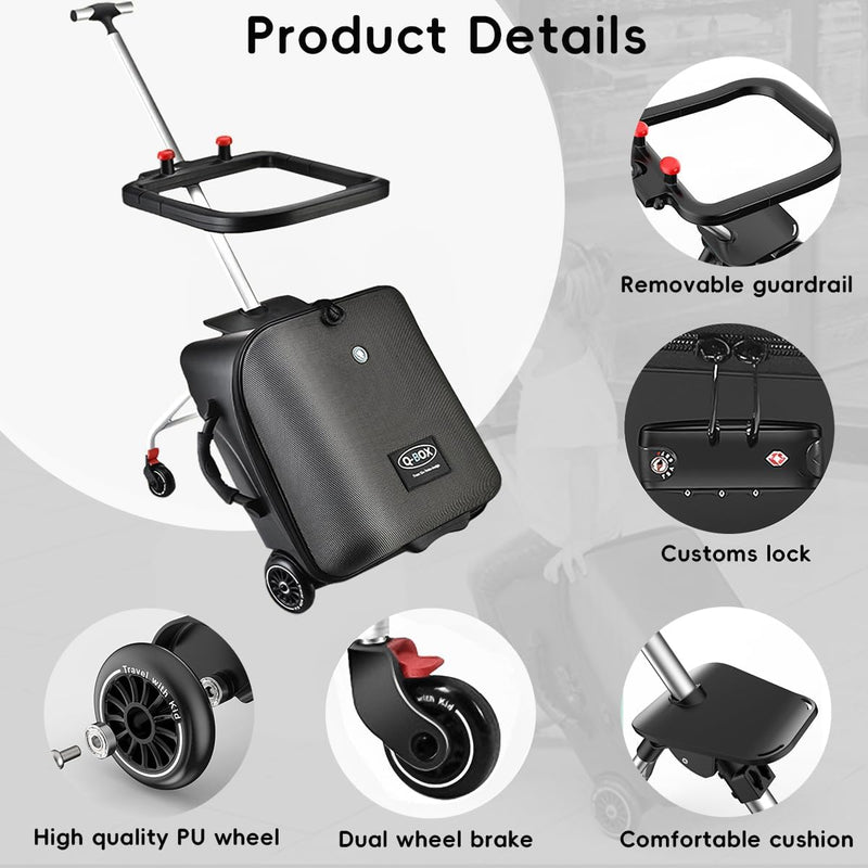 Expandable Ride-On Kids’ Luggage with Foldable Trolley – Rover
