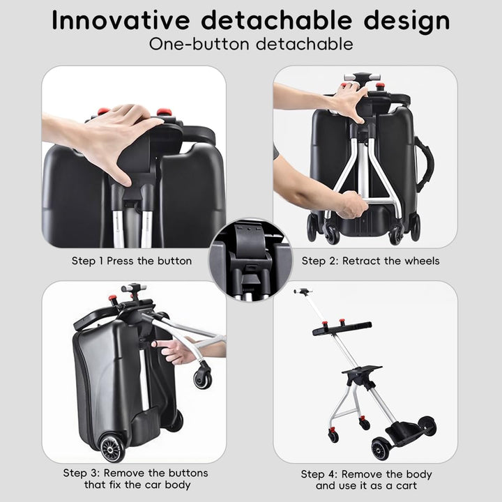 Expandable Ride-On Kids’ Luggage with Foldable Trolley – Rover