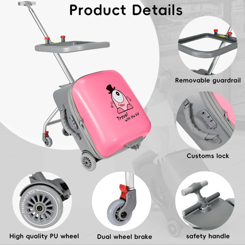 Expandable Ride-On Kids’ Luggage with Foldable Trolley – Rover