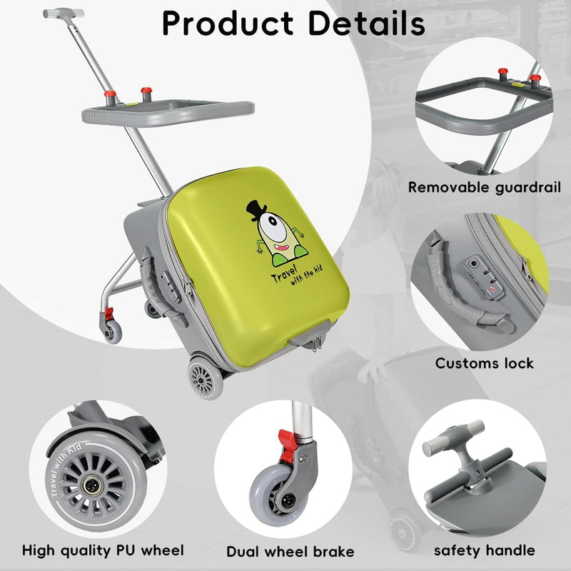 Expandable Ride-On Kids’ Luggage with Foldable Trolley – Rover
